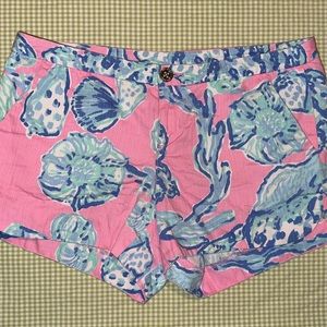 Lilly Pulitzer pink blue white Shell shorts size 0